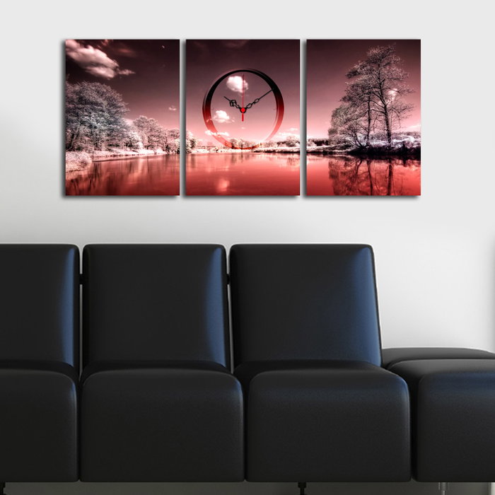 Wallity 3P3040CS-85 Reloj de Pared de Lienzo Decorativo (3 Piezas) Multicolor Wallity 3P3040CS-85 Reloj de Pared de Lienzo Decorativo (3 Piezas) Multicolor